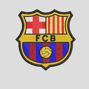 FCバルセロナのロゴ、10cmと20cmサイズの刺繍デザイン、機械刺繍データ化、PES、DST、Jef、全フォーマット