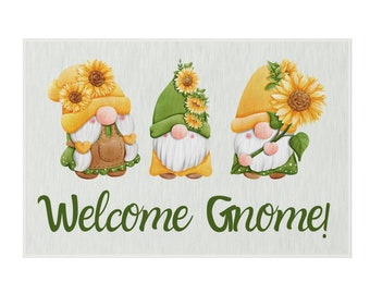 Welcome Gnome! Outdoor Front Door Rug Matt - Home Decor for the Gnome Home - Light Background