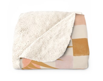 Mosaic Starburst Sherpa Fleece Blanket - Romantic Peach Fuzz Home Decor - Italian / Spanish Design - Great Gift for Baby