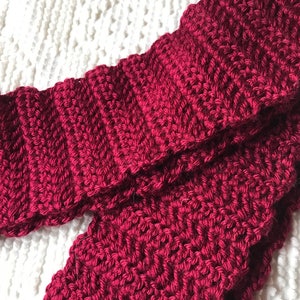 Soft Simple Burgundy Red Crochet Scarf Medium Size and Length image 1