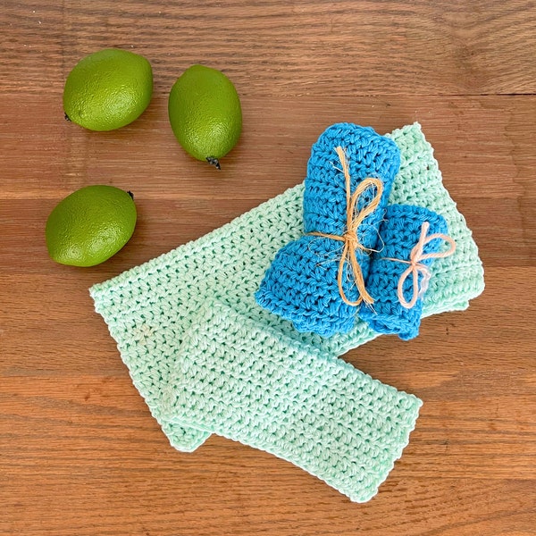 Handmade 100% Cotton Washcloths Dishcloth - Sustainable Simple Living Products - Size SMALL - Cleaning Essentials - Handmade Zero Waste Home