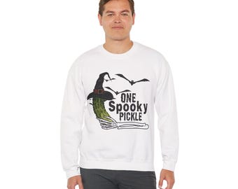 Sudadera Spooky Pickle: cuello redondo unisex de moda de otoño
