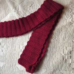 Soft Simple Burgundy Red Crochet Scarf Medium Size and Length image 3