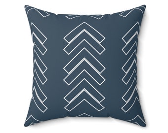 Arrow Waves Spun Polyester Square Pillow - Available in 4 Sizes - Contemporary Home Decor - Navy Seaside