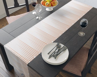 Layered Lines Table Runner Available in 2 Sizes and in 2 Materials - Cotton or Polyester - Dinning Room Decor Table Setting - Peach Fuzz