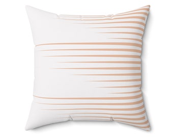 Layered Lines Spun Polyester Square Pillow - Available in 4 Sizes - Contemporary Home Decor - Peach Color