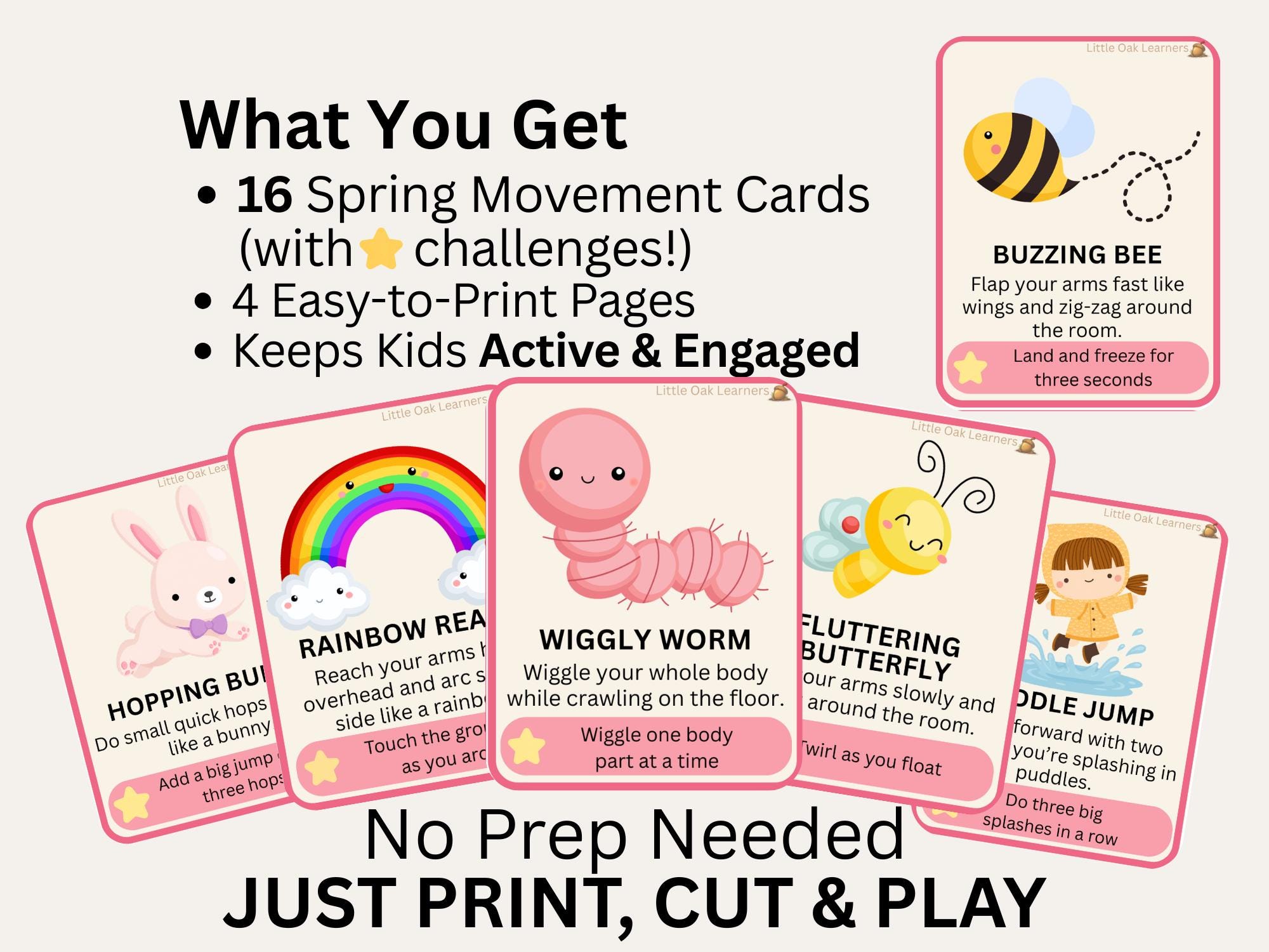 Spring Movement Cards for Kids Printable | Toddler Gross Motor Activity ...
