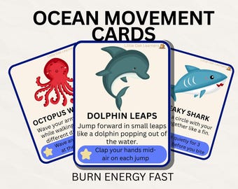 Ocean Movement Cards for Kids | Toddler Brain Breaks | Gross Motor Activity | Preschool Indoor Activity | Printable Kids Game