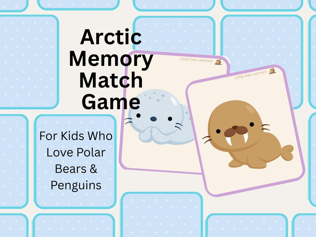 Arctic Animal Memory Matching Game for Toddlers | Polar Bear Penguin ...