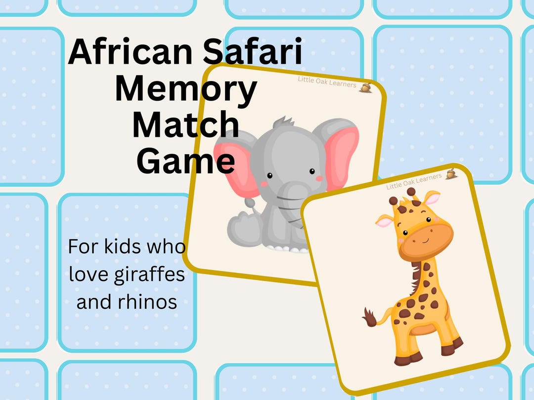 Safari Animal Memory Matching Game for Toddlers | Zoo & Wild Animal ...