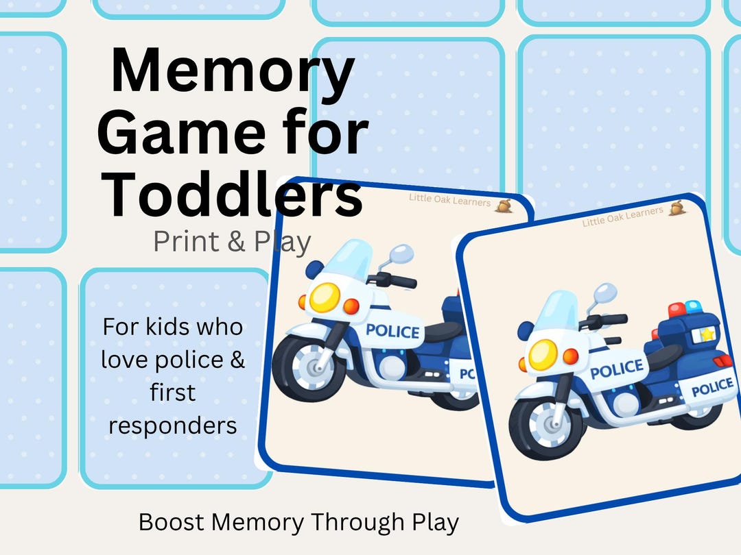 Police Memory Matching Game for Toddlers | Community Helpers Printable ...