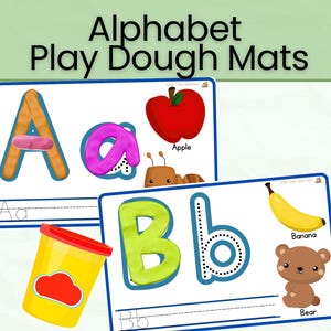 Alphabet Play Dough Mats Printable | Uppercase & Lowercase Letter Mats | Preschool Letter Formation Activity | Fine Motor Alphabet Printable