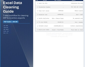 Guida alla pulizia dei dati in Excel / Tutorial PDF per principianti (Download immediato)