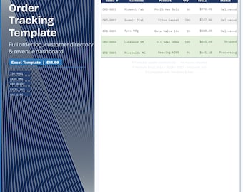 Modello Excel per il monitoraggio degli ordini / Strumento di monitoraggio delle vendite e dell'evasione degli ordini / Foglio di calcolo per la gestione degli ordini dei clienti