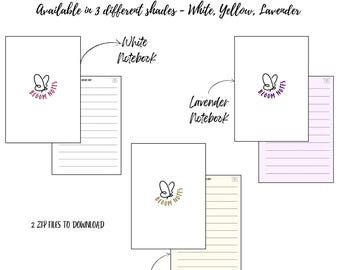 Caderno para imprimir | Tamanho A5, A4 | Caderno com tema floral | Cores variadas