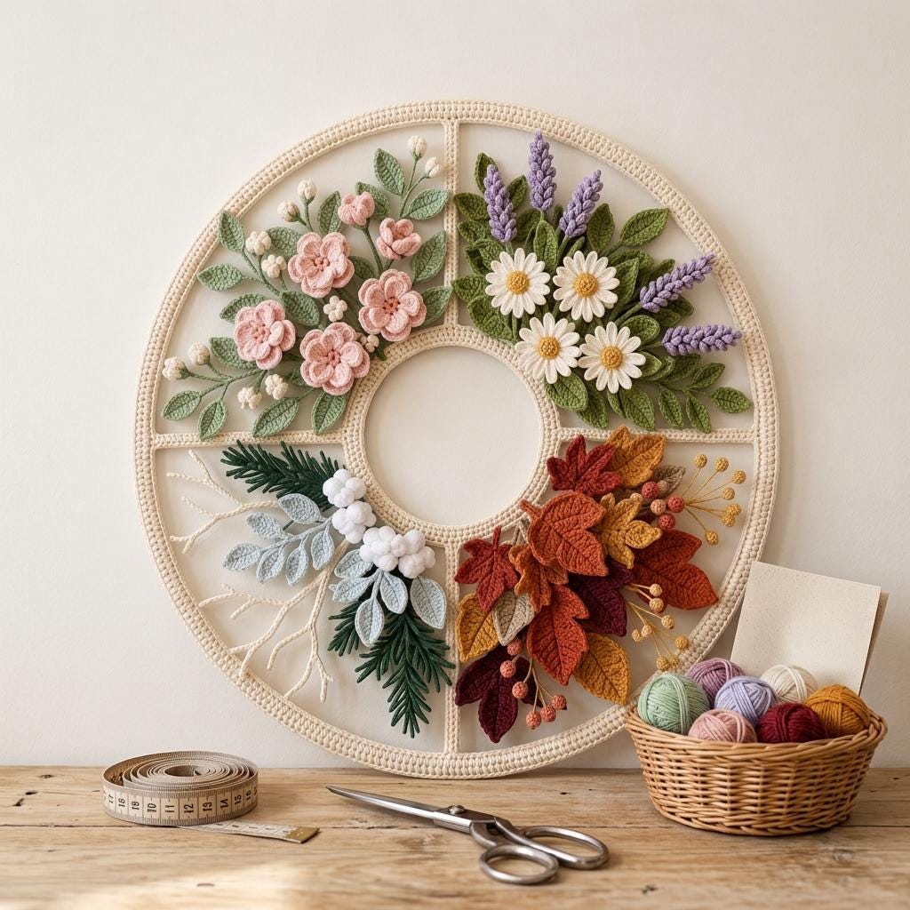 Everturn Modular Four Seasons Botanical Wheel Crochet Pattern