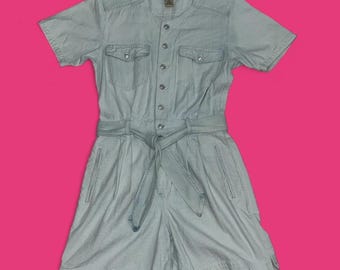 Gloria Vanderbilt Light wash Denim Romper Size Small