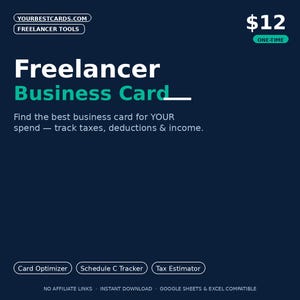 Freelancer Business Card Optimierer | 5-Tab Google Sheets | Ablaufplan C Tracker + Steuerschätzer | 1099 Selbstständig