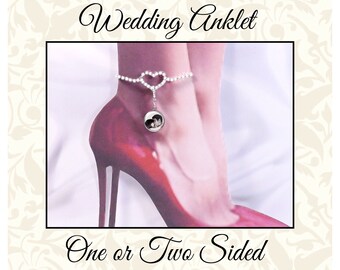 Ankle Bracelet for the Bride, Walk With Me + Photo, SILVER or GOLD, 1- or 2-Sided, Custom Wedding Anklet, Memorial Anklet, Ankle Bracelet