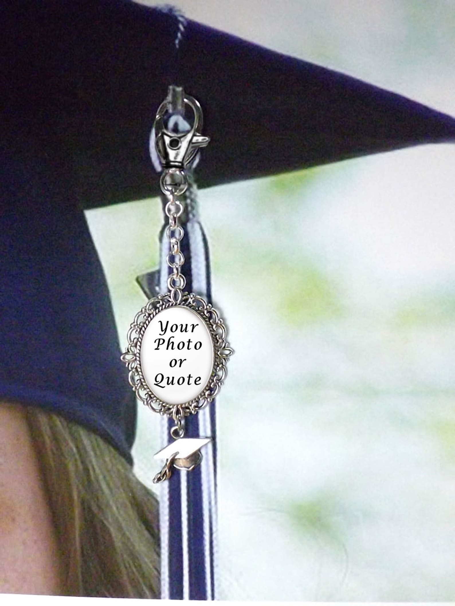 Graduation Tassel Charm Memorial Photo Charm for Mortarboard Etsy