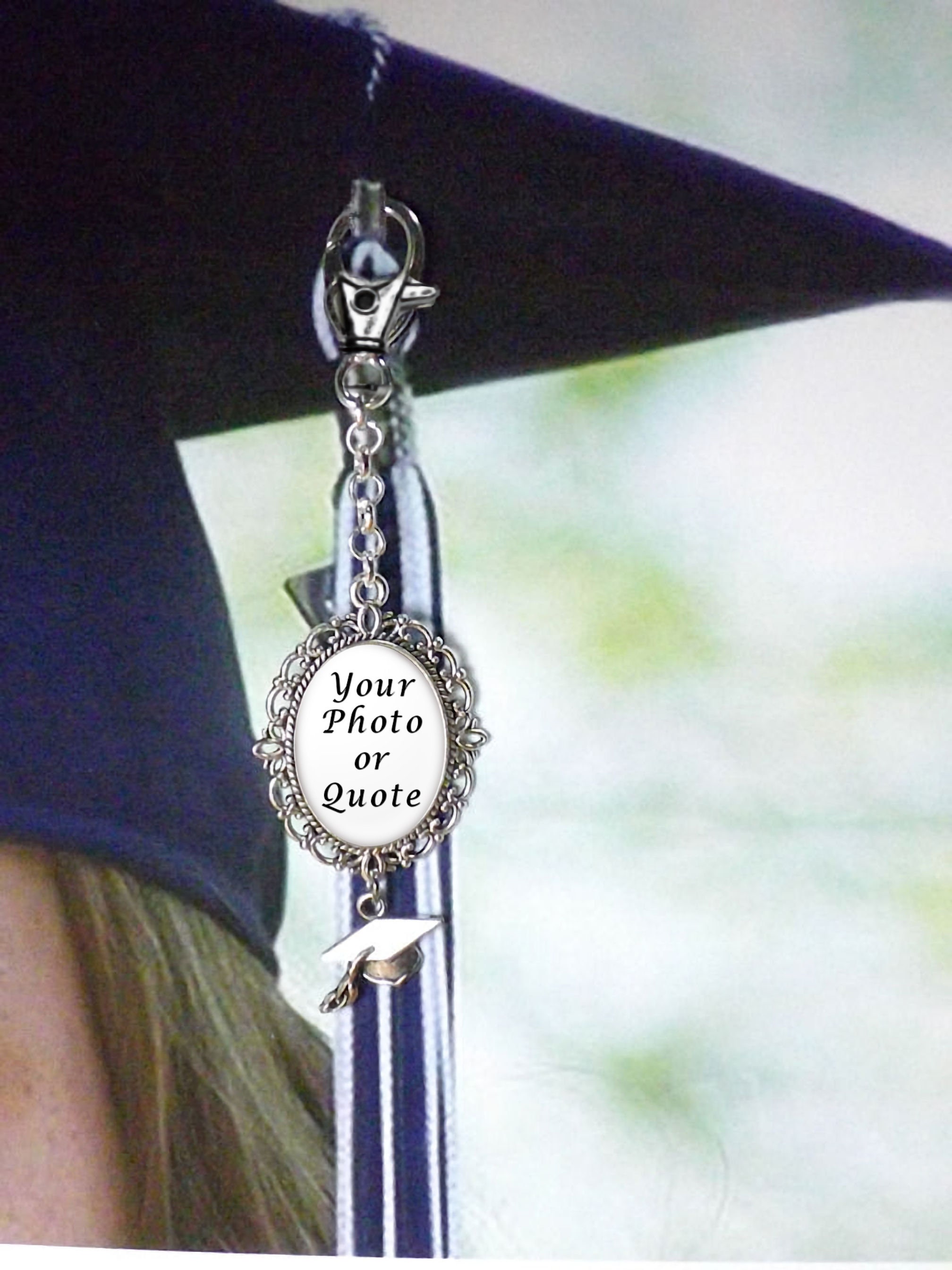 Graduation Tassel Charm Memorial Photo Charm for Mortarboard Etsy