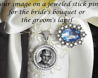 Something Blue Memorial Wedding Stick Pin, Groom's Lapel Pin, Wedding Party Memento