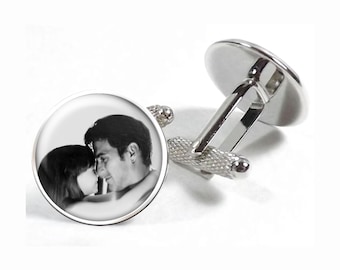 Custom Photo Cufflinks, Personalized Cuff Links, Groom Wedding Cufflinks, Father of the Bride Cuff Links, Father of the Groom Cuff Links
