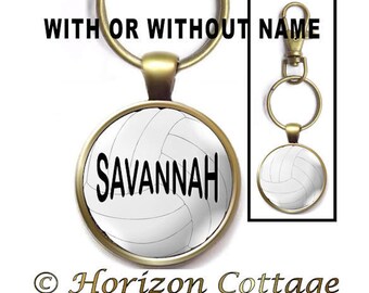 White Volleyball Bag Clip, With or Without Player's Name, Custom Volleyball Keychain, Personalized Volleyball Clip, Your Choice of Finish