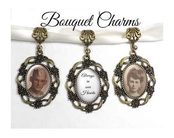 Wedding Bouquet Charms, Custom Photo Charms, Memory Jewelry, Ring Bearer Pillow Charm, Memorial Charm, Bridal Bouquet Embellishments