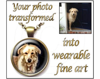 Aangepaste portret in een tegenhanger van de aangepaste hond schilderen, speciale behandeling van het digitaal schilderen, aangepaste hond portret, uw keuze van afwerking