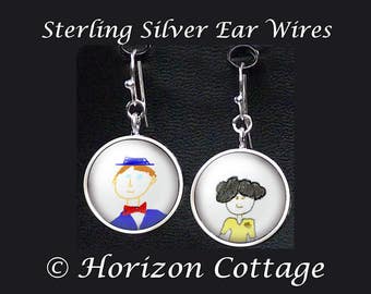 Your Child's Artwork in Earrings, Your Child's Drawing, Custom Earrings, Kid's Artwork, Kid's Drawing in Earrings, Your Choice of Finish