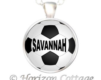 SOCCER BALL Necklace, Player's Name on Soccer Ball, Custom Soccer Ball, Personalized Soccer Ball Pendant, Your Choice of Finish