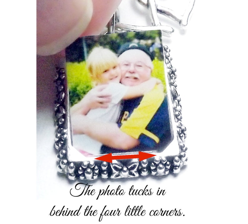 DIY Wedding Bouquet Photo Charm, Shower Gift, Custom Photo Jewelry, Bridal Bouquet Memorial, Silver or Gold Tone, Do It Yourself Option image 5