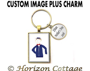 Your Child's Drawing in a Key Ring or Bag Clip, Kid's Artwork, Your Child's Artwork, Kid's Drawing in a Purse Clip, Add a Text Charm