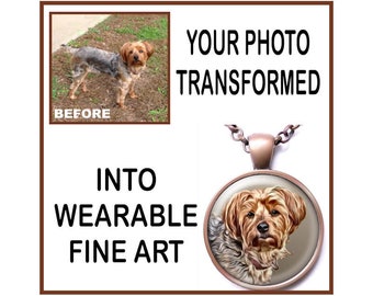 Pet Bereavement Gift, Custom Portrait of Your Dog, Cat Portrait, Digital Painting Your Pet, Digitally Painted Pendant, Pet Condolence Gift