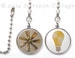 Ceiling Fan and Light Pull Set, Either or Both, Double Sided Image of Fan and/or Light Bulb, Two-Sided Light or Fan Pull, Your Choice 