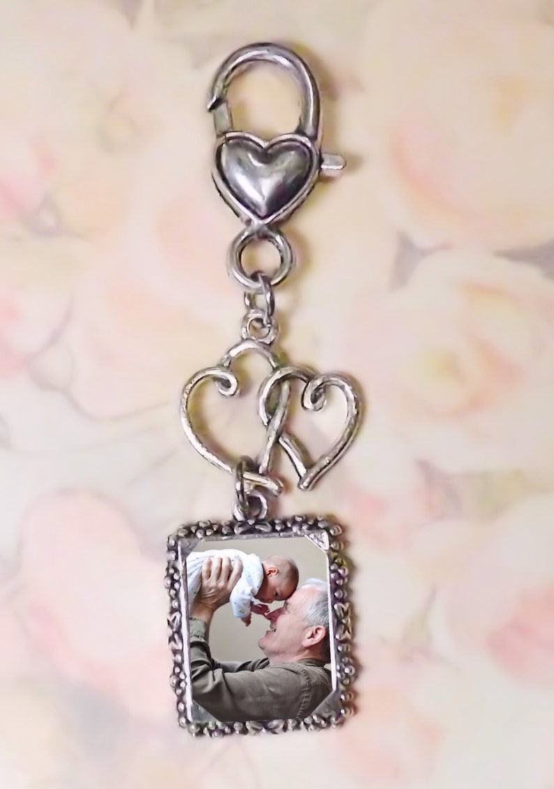DIY Wedding Bouquet Photo Charm, Shower Gift, Custom Photo Jewelry, Bridal Bouquet Memorial, Silver or Gold Tone, Do It Yourself Option image 4