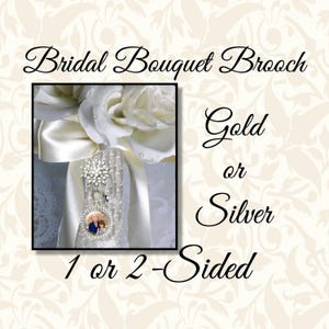 Rhinestone Bouquet Brooch Memorial Charm, Double Sided Wedding Memory Charm, 1 or 2 Sided Bridal Memento, Sparkly Bouquet Jewelry