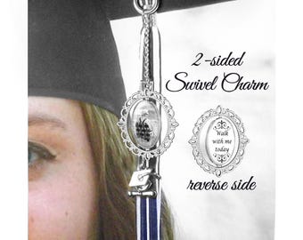 Two-Sided Graduation Tassel Charm Memorial Photos with swivel for Graduation