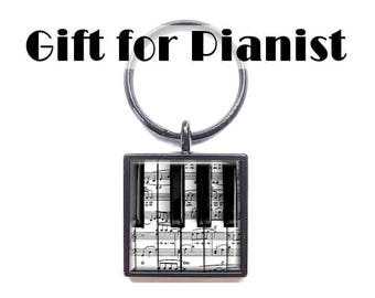 Piano Book Bag Clip, Music Backpack Clip, Piano Keyboard Clip, Classic Sheet Music, Pianist Gift, Gift for Musician, Choice of Finish