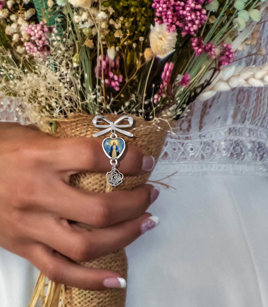 Blessed Mother Rose Bouquet Charm - Etsy