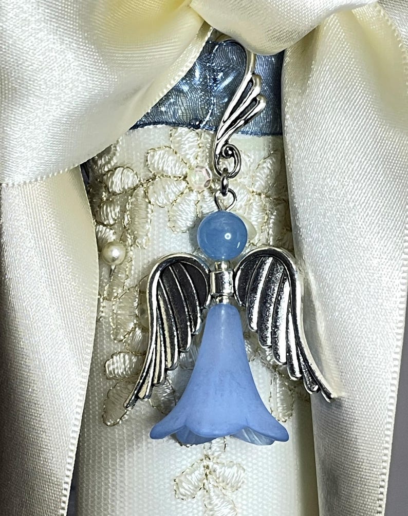 Something Blue Angel Wedding Bouquet Charm, Shower Gift, I Carry
