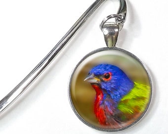 Painted Bunting Bookmark, Tropical Bird Lover Gift, Bookmark for Bird Lover, Digital Painting Bookmark