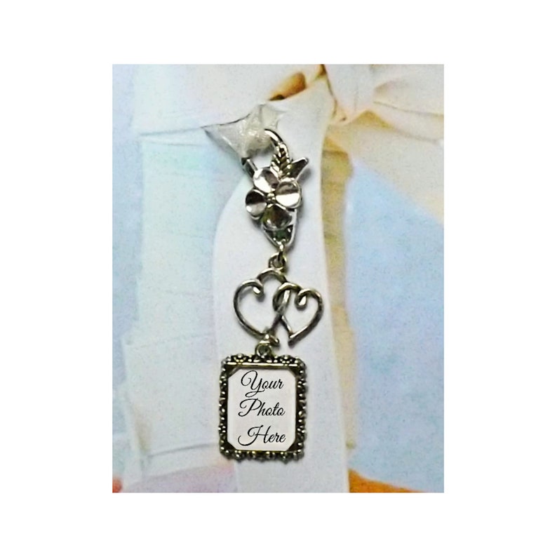 DIY Wedding Bouquet Photo Charm, Shower Gift, Custom Photo Jewelry, Bridal Bouquet Memorial, Silver or Gold Tone, Do It Yourself Option image 2