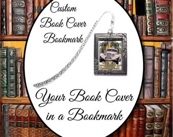 Your Book Cover in a Bookmark, Custom Book Cover Filigree Bookmark, Rose Picture Frame Bezel, Available in Antique Silver or Antique Brass