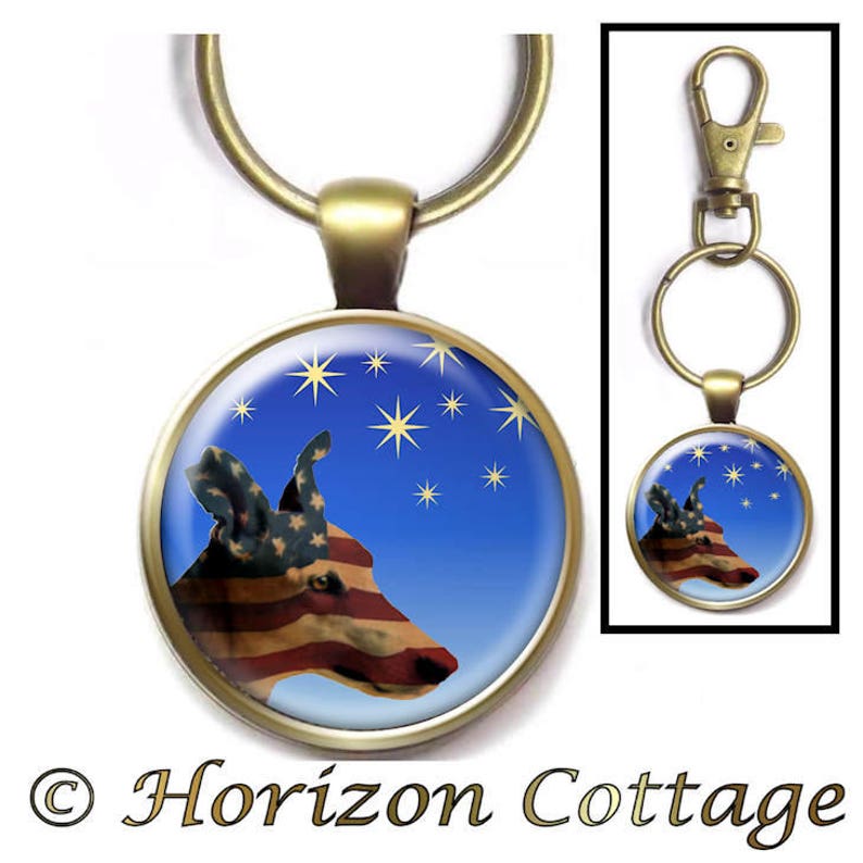 Patriotic Greyhound, Service Dog, Antique American Flag, Starry Sky, American Flag, Flag Day, Independence Day, Art Photo Pendant image 4