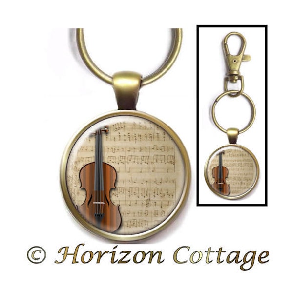 Classical Vintage Sheet Music with Violin, Violin Case Clip,  Violin Backpack Clip, Violin Key Ring, String Instrument Clip, Orchestra Gift