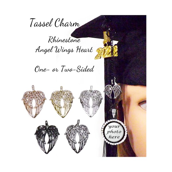 Custom Graduation Tassel Photo&text Charm With Angel Wing,memorial Graduation Gift For Her,2025 Graduation Memorial Tassel For Grad Cap - UK