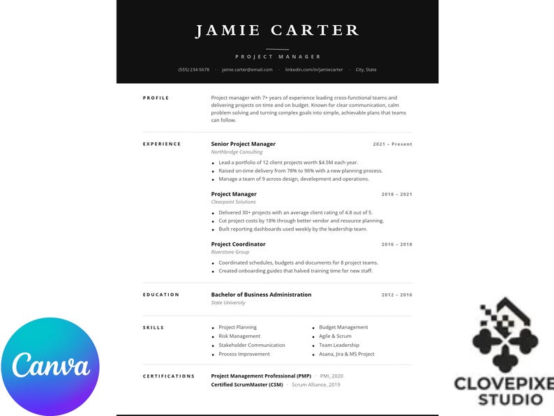 Ats-friendly Canva Resume Templates | Modern Professional CV Bundle ...