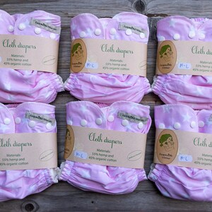 6er Set Hanf-Baumwoll-Baumwollstoff-Windel-Set + Woll-Überzieher gratis / M-L / Stoffwindel-Set / Geschenk / Naturmaterial